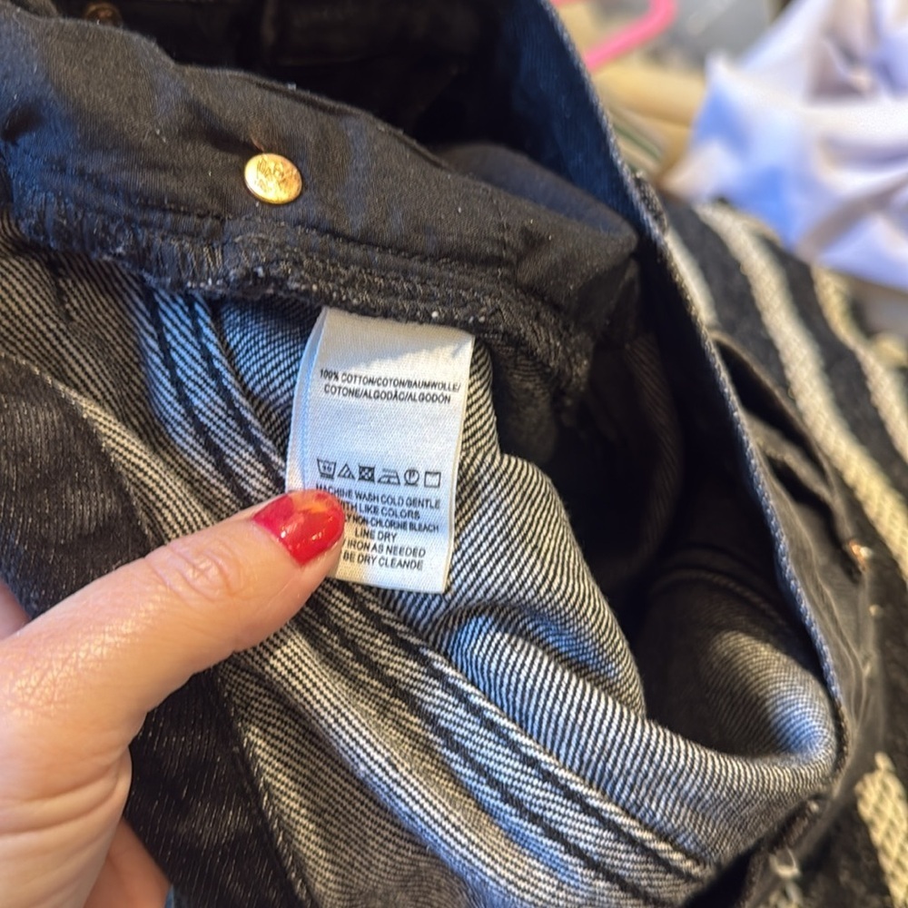 We the Free black denim distressed mini skirt, size 24 - Picture 7 of 8